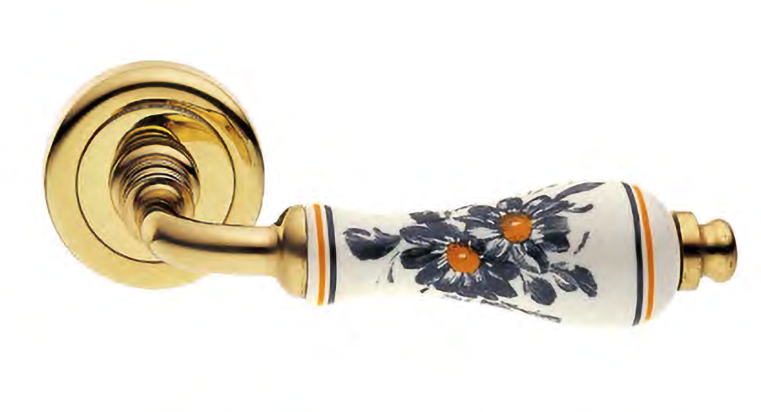 CERAMICA R4 OTL/DEC, door handle, colour - polished brass / decorated image buy World