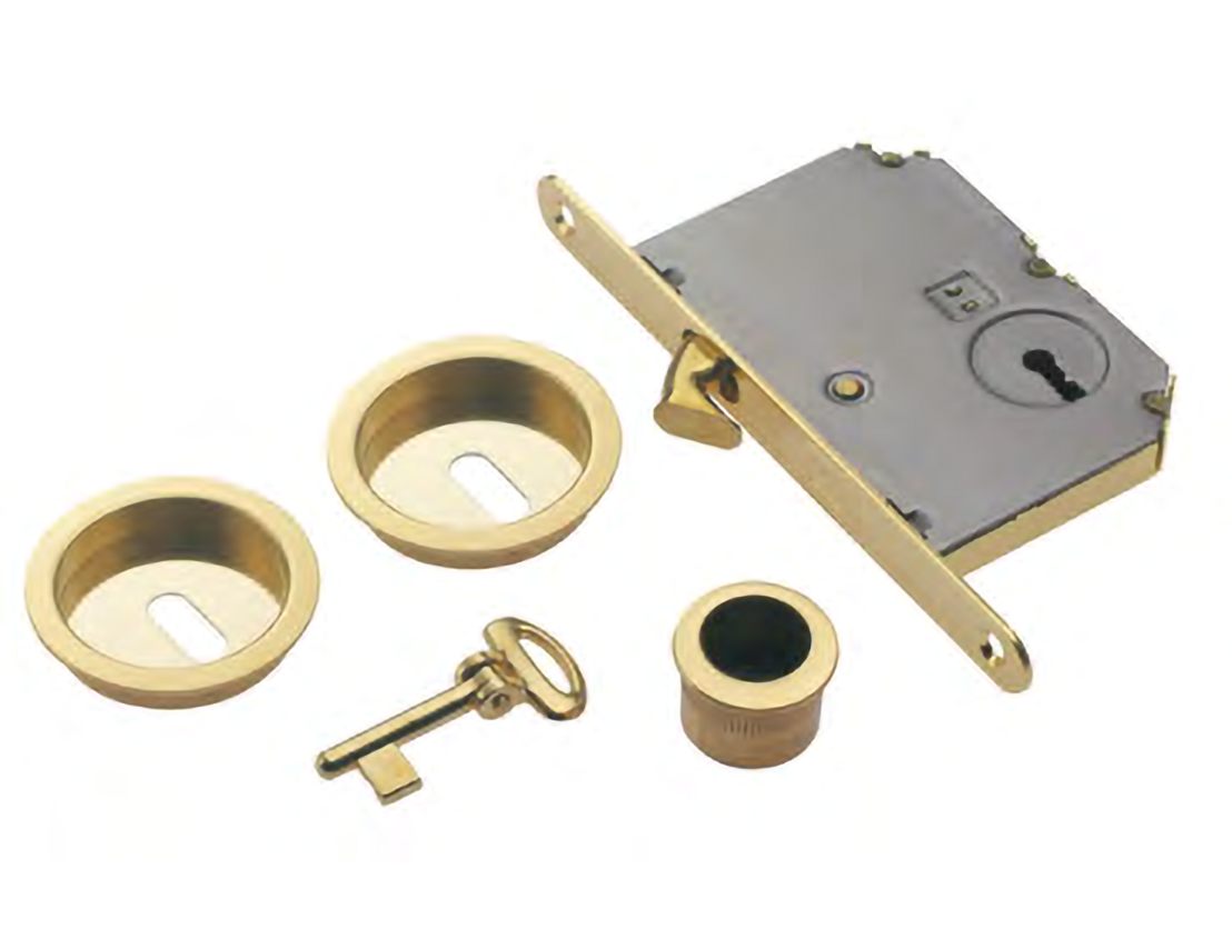 Sliding door lock ART.SR2 OSA with key, colour - satin brass image buy World