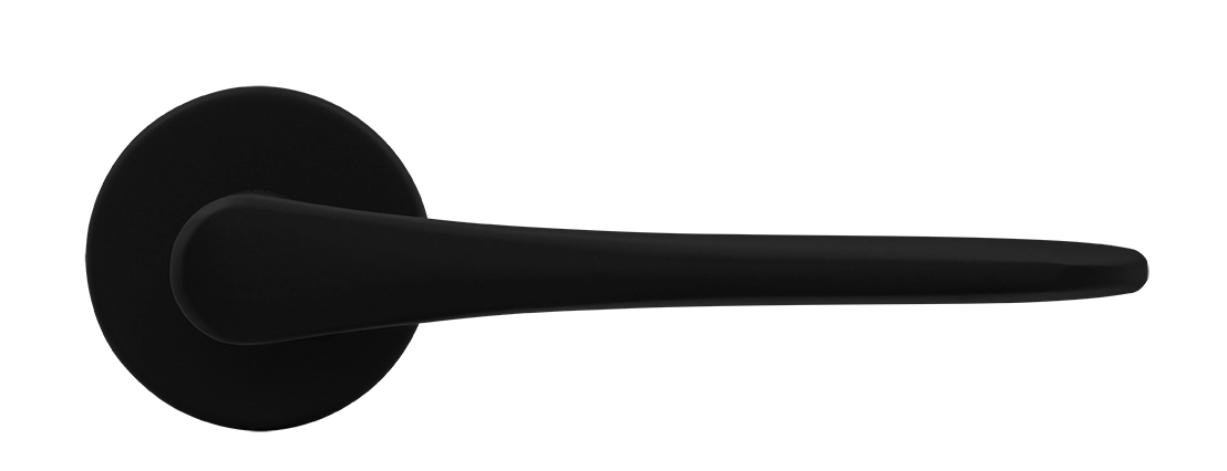 AULA R5 NERO-ST, door handle on a 7 mm rosette, colour - black soft-touch image buy in World