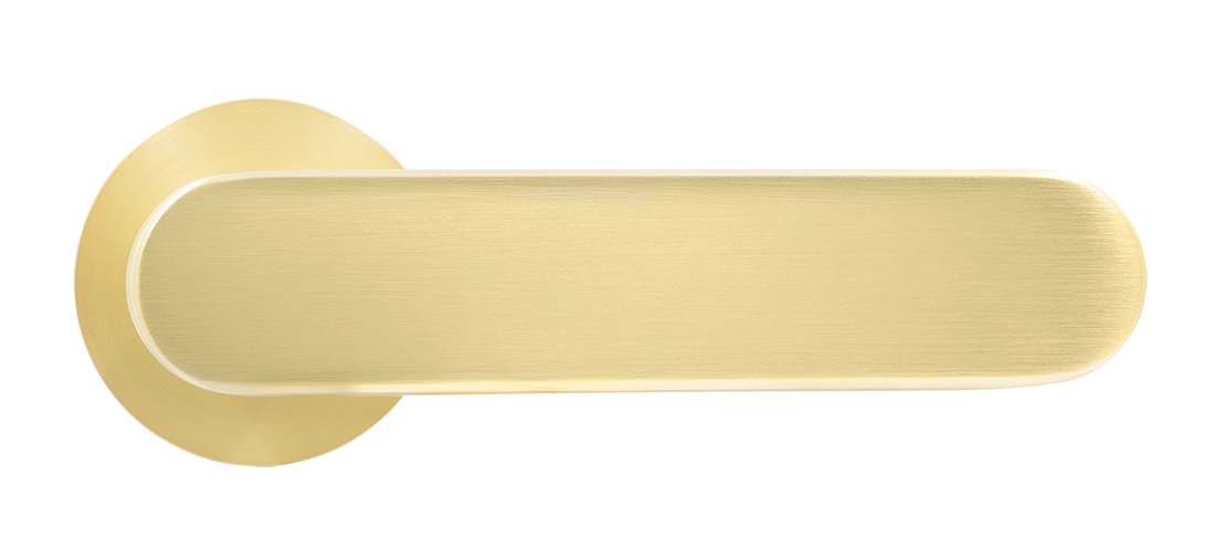 MH-65-R6 SEMPIONE MSG door handle on a round rosette, colour matte satin gold image buy in World