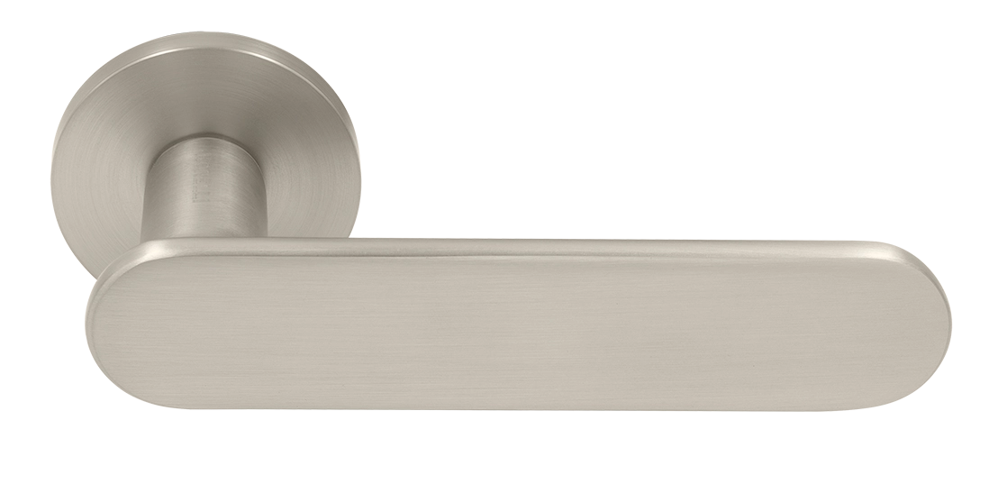 MH-65-R6 SEMPIONE MSN door handle on a round rosette, colour matte satin nickel image buy World