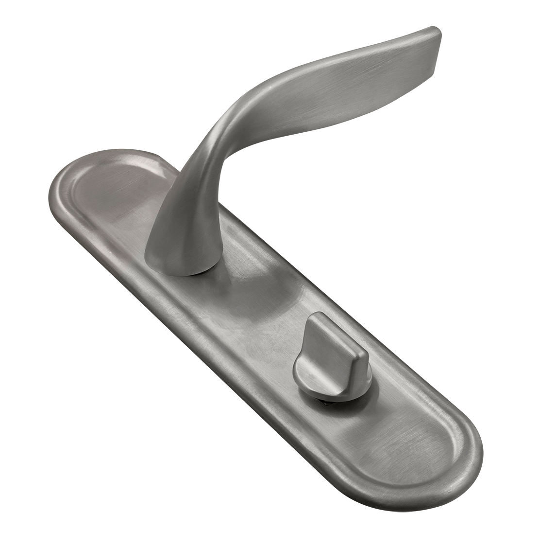 Door Handle, SKYSCRAPER PLR WC WF on backplate with knob, color Winter Frost image buy World