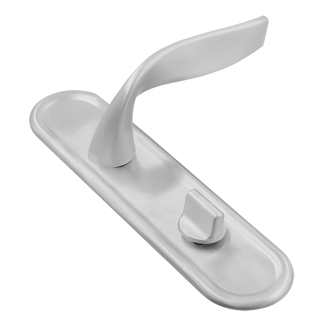 Door Handle, SKYSCRAPER PLR WC SSW on backplate with knob, color Stockholm Snowfall image buy World