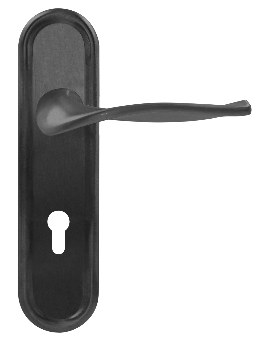 Door Handle, SKYSCRAPER PLR KH SST on backplate for a lock cylinder, color Summer Storm image buy World