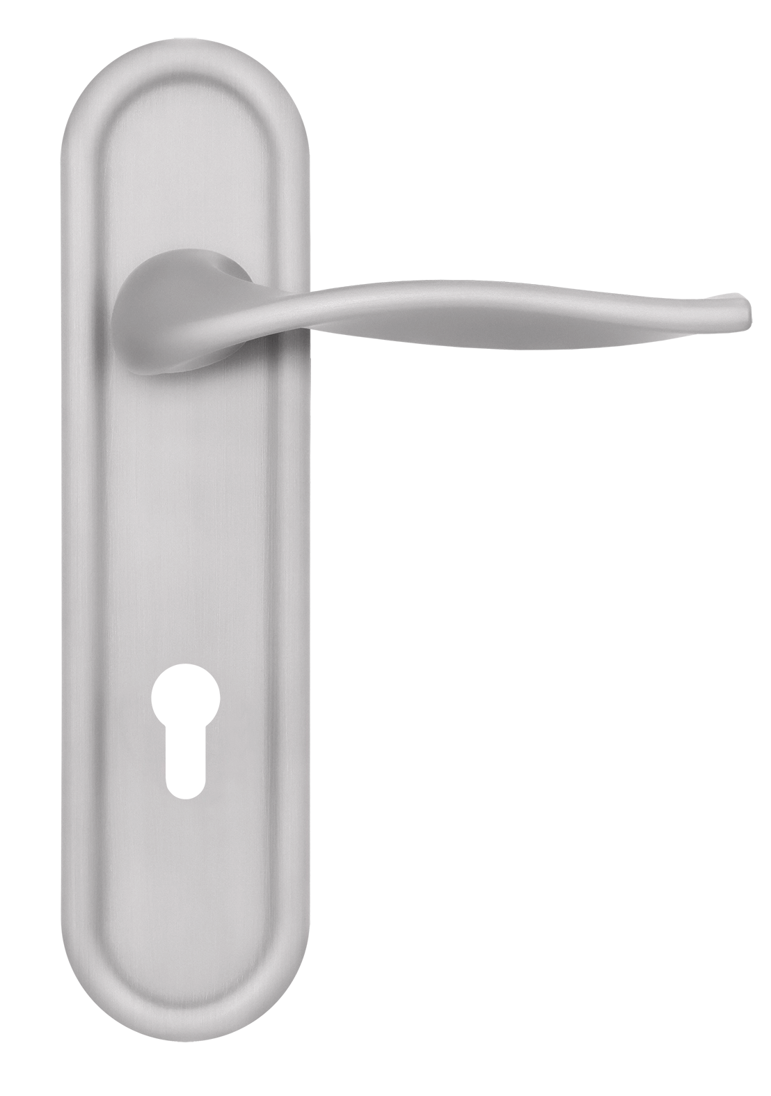 Door Handle, SKYSCRAPER PLR KH SSW on backplate for a lock cylinder, color Stockholm Snowfall image buy World