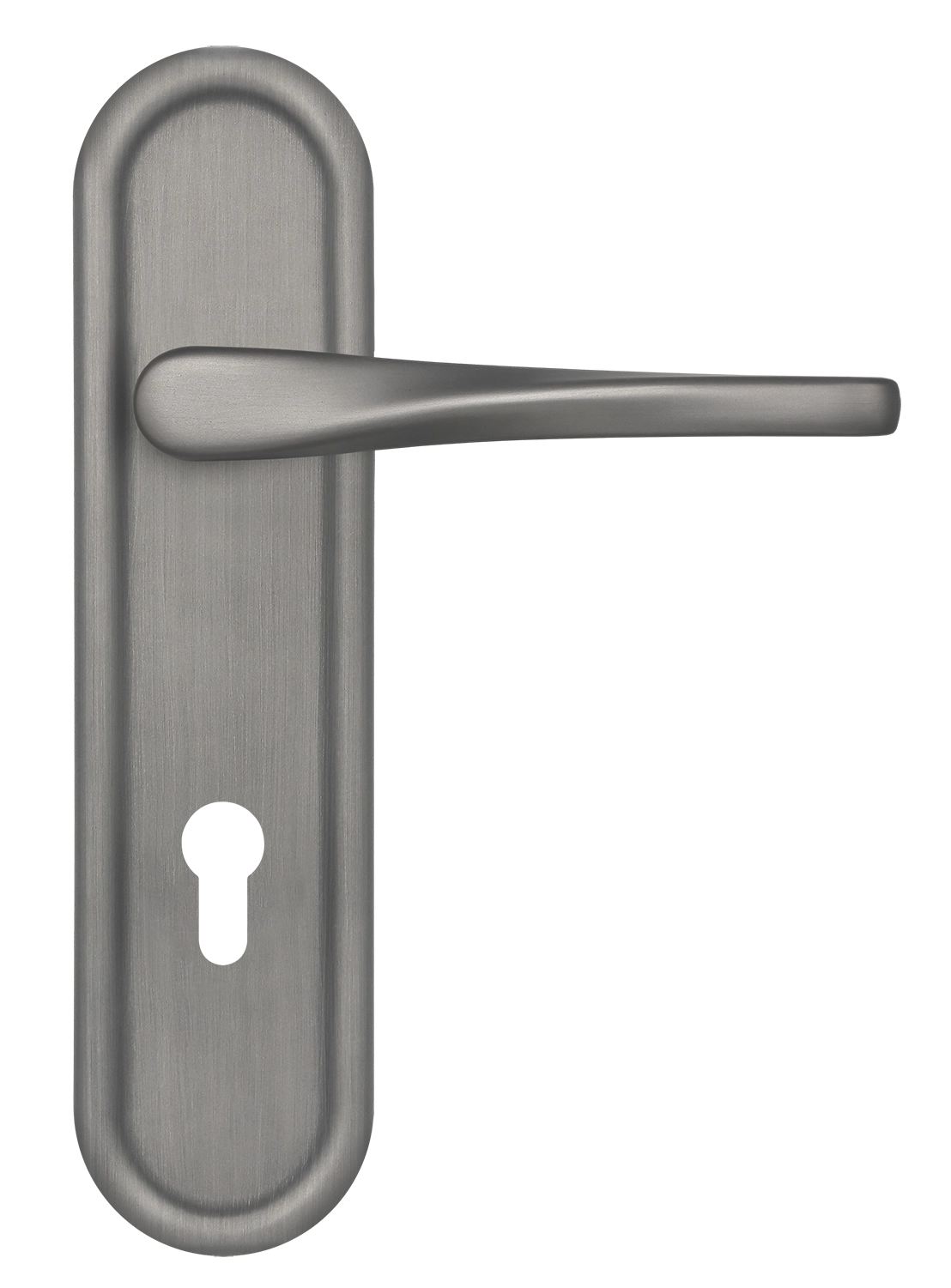 Door Handle, THE OLYMPICS PLR KH WF on backplate for a lock cylinder, color Winter Frost image buy World