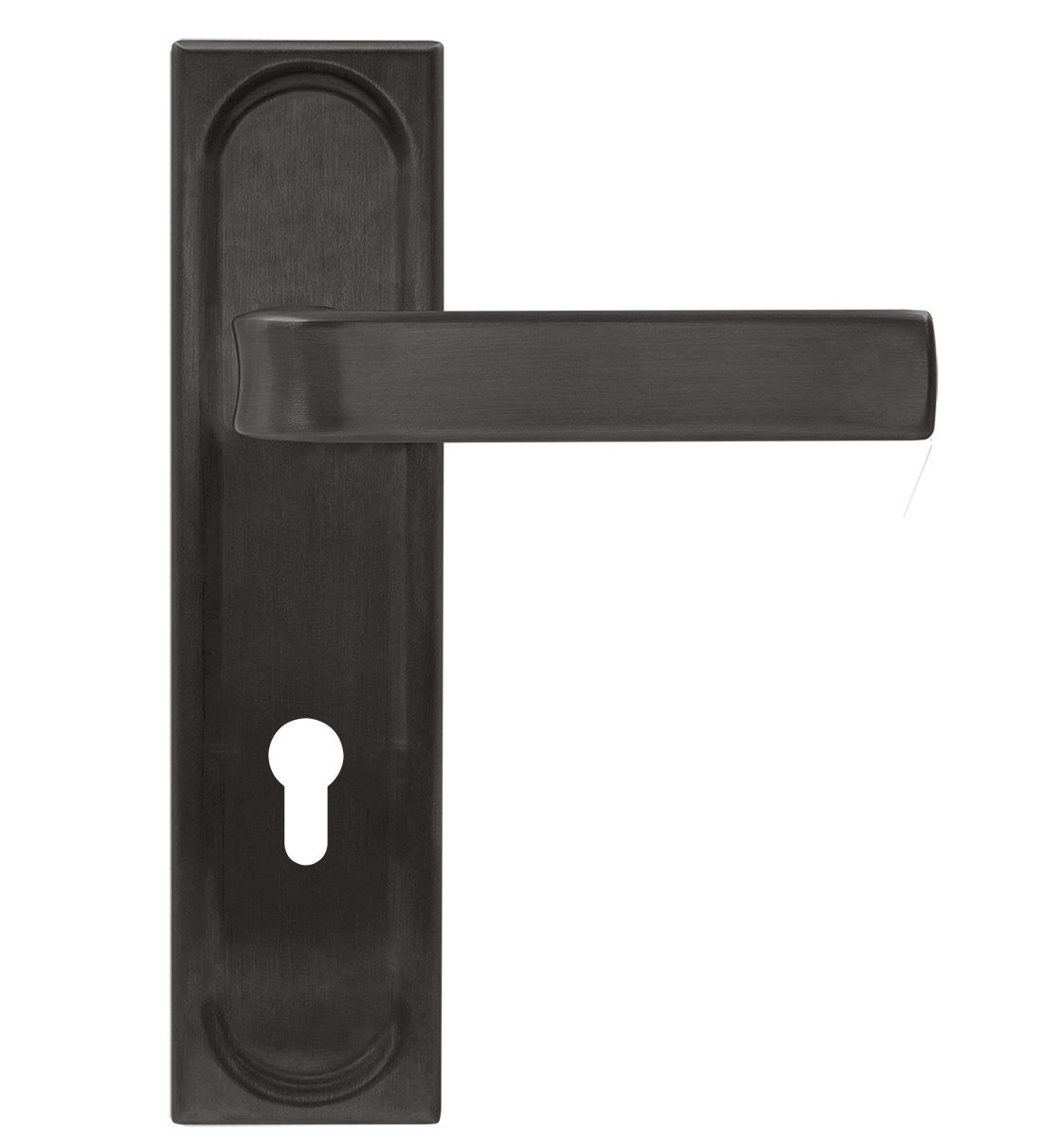 Door Handle, THE BUS STATION PLS KH SST on backplate for a lock cylinder, color Summer Storm image buy World