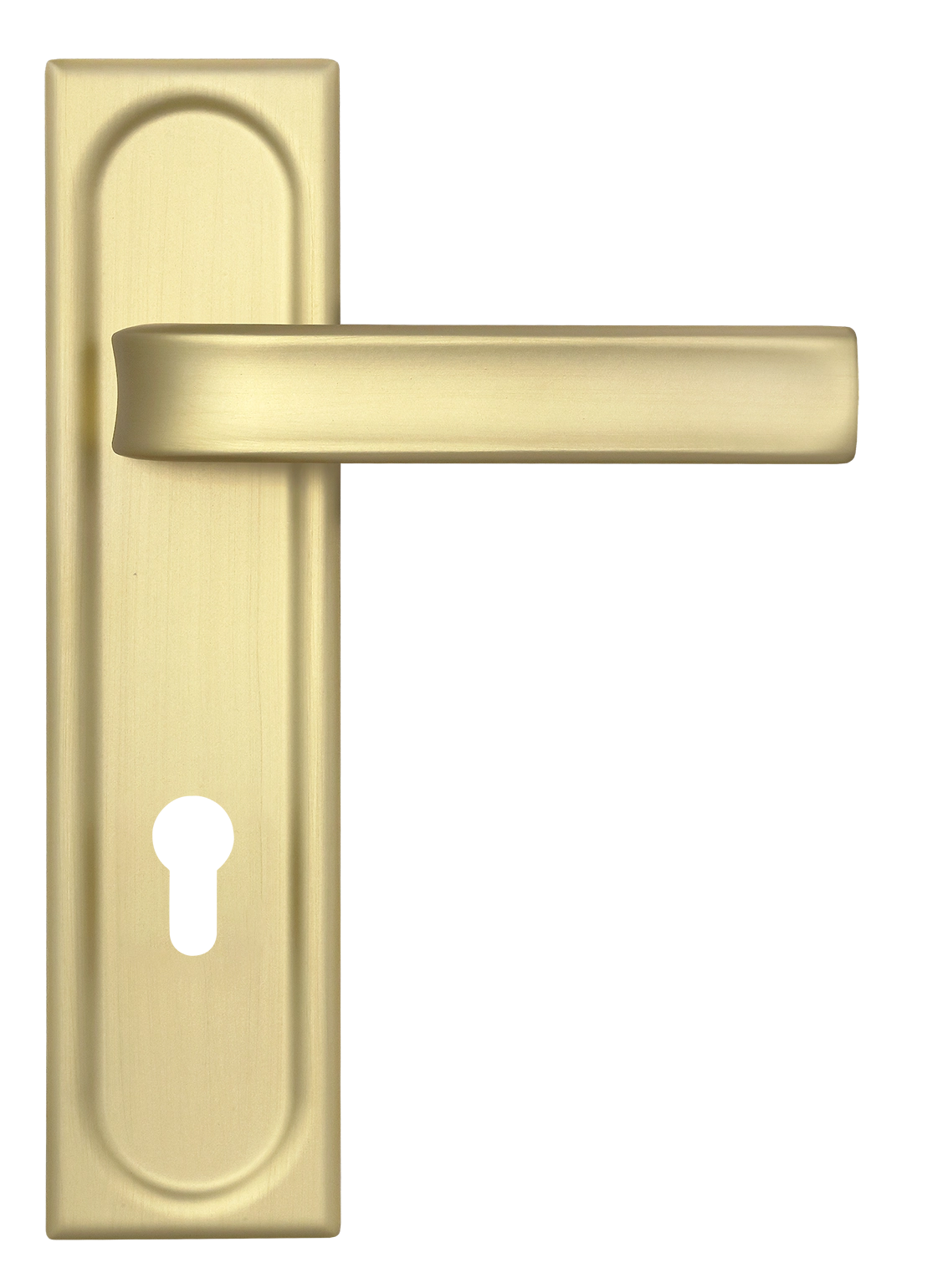 Door Handle, THE BUS STATION PLS KH AH on backplate for a lock cylinder, color Autumn Honey image buy World