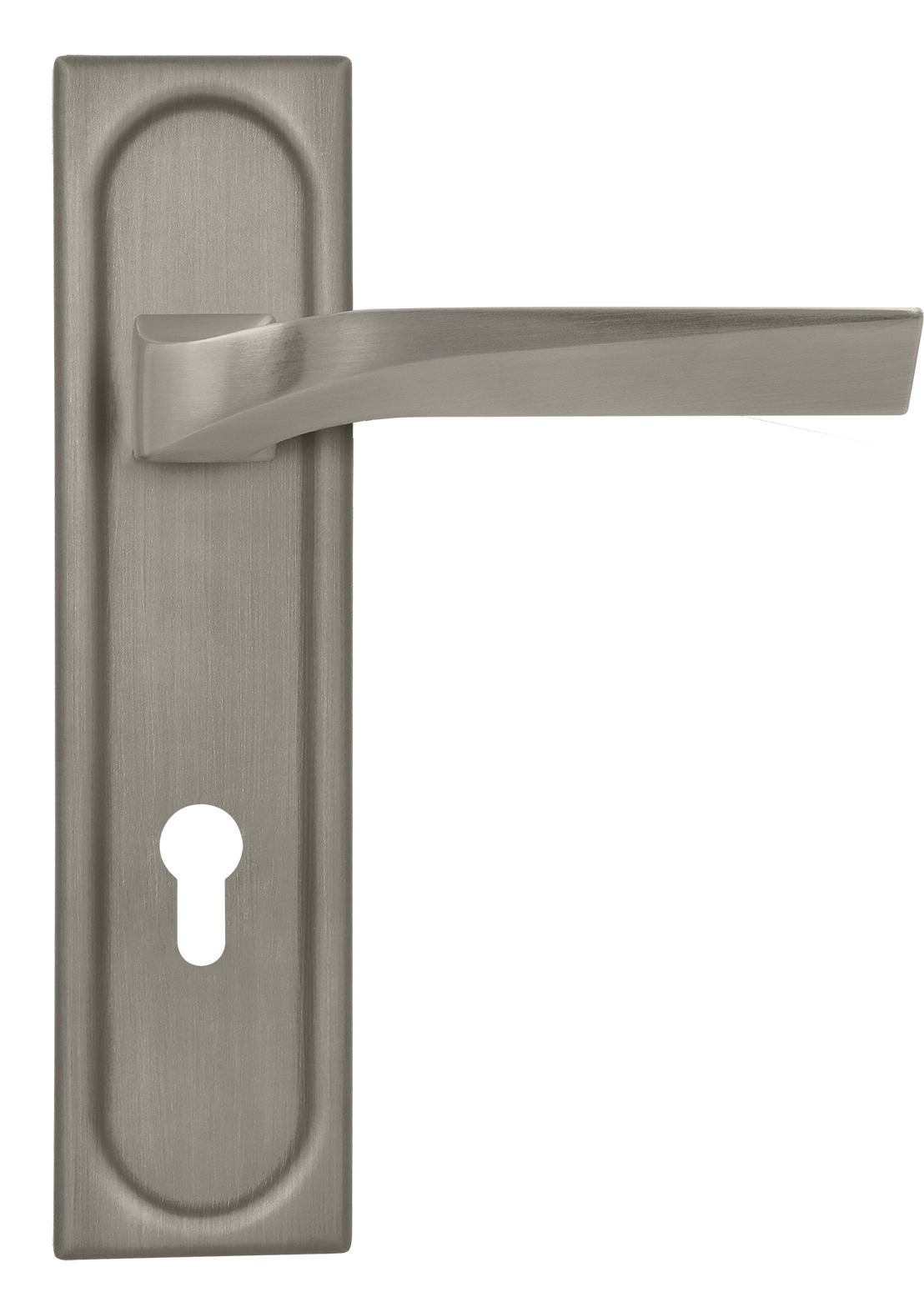 Door Handle, WD CONCERT HALL PLS KH SMI on backplate for a lock cylinder, color Spring Mist image buy World