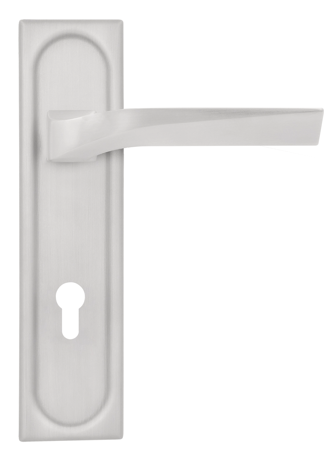 Door Handle, WD CONCERT HALL PLS KH SSW on backplate for a lock cylinder, color Stockholm Snowfall image buy World