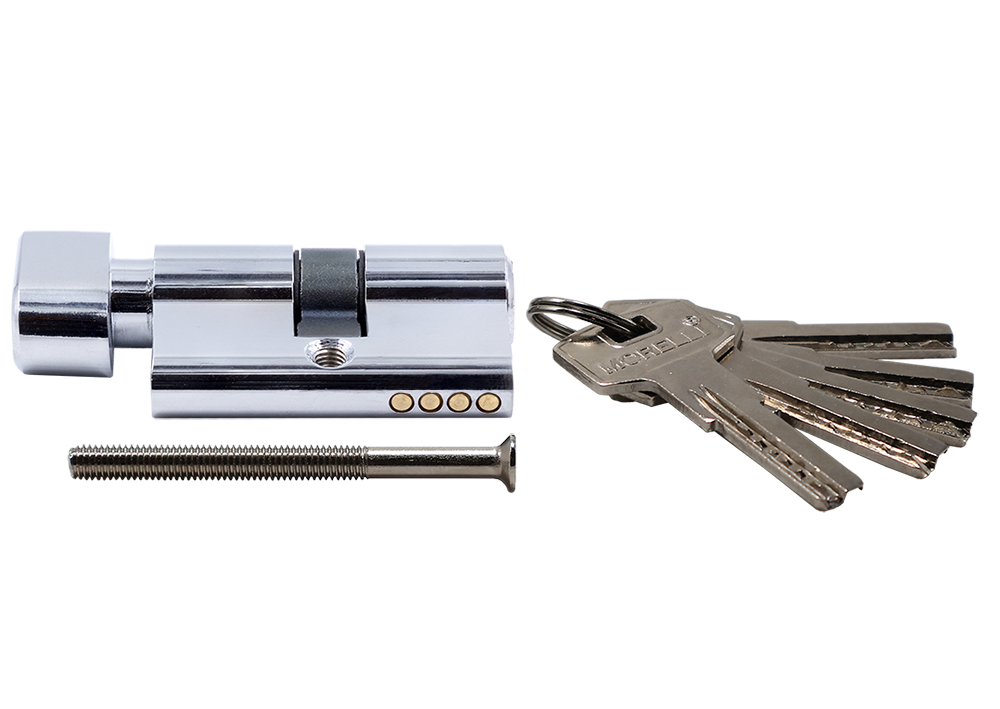 HS 50CK PC high-security key cylinder with latch (50mm), color chrome image buy in World