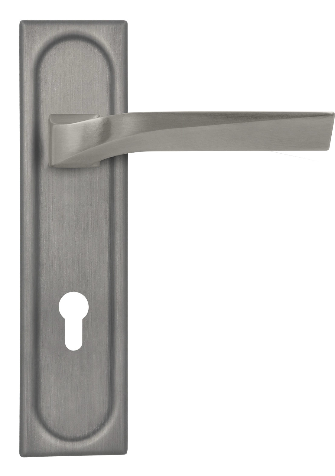 Door Handle, WD CONCERT HALL PLS KH WF on backplate for a lock cylinder, color Winter Frost image buy in World