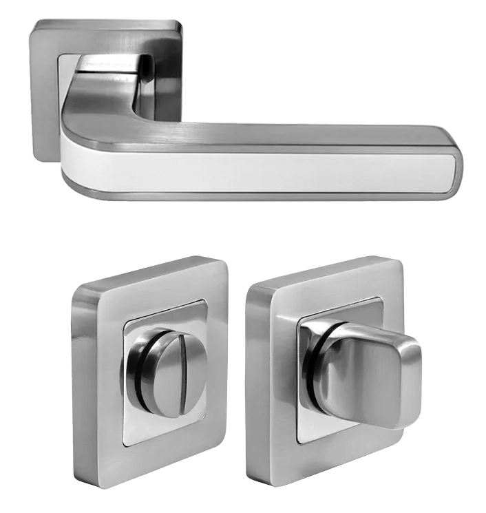 Door Handle Set MH-46 SC/W-S55 + WC knob MH-WC-S55 SC/CP