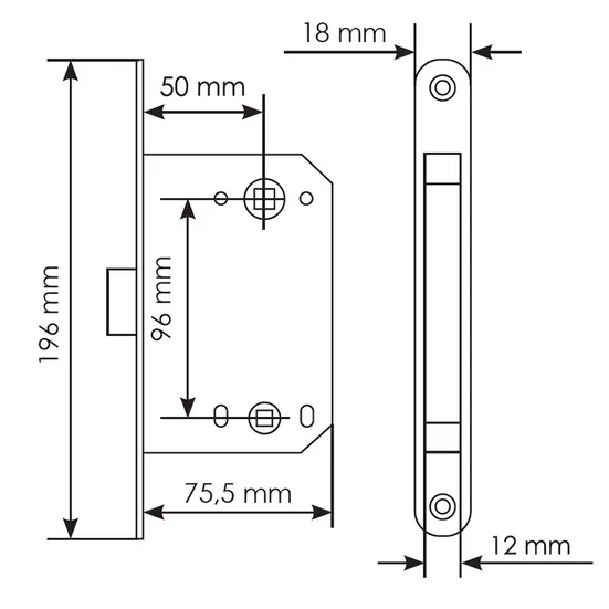Door Handle Set MH-51-S6 SC + MH-WC-S6 SC + M1895 SC Silent Latch + MSN 100X70X2.5-4BB SC Universal Mortise Hinges (2 pcs), color - satin chrome image morelli World