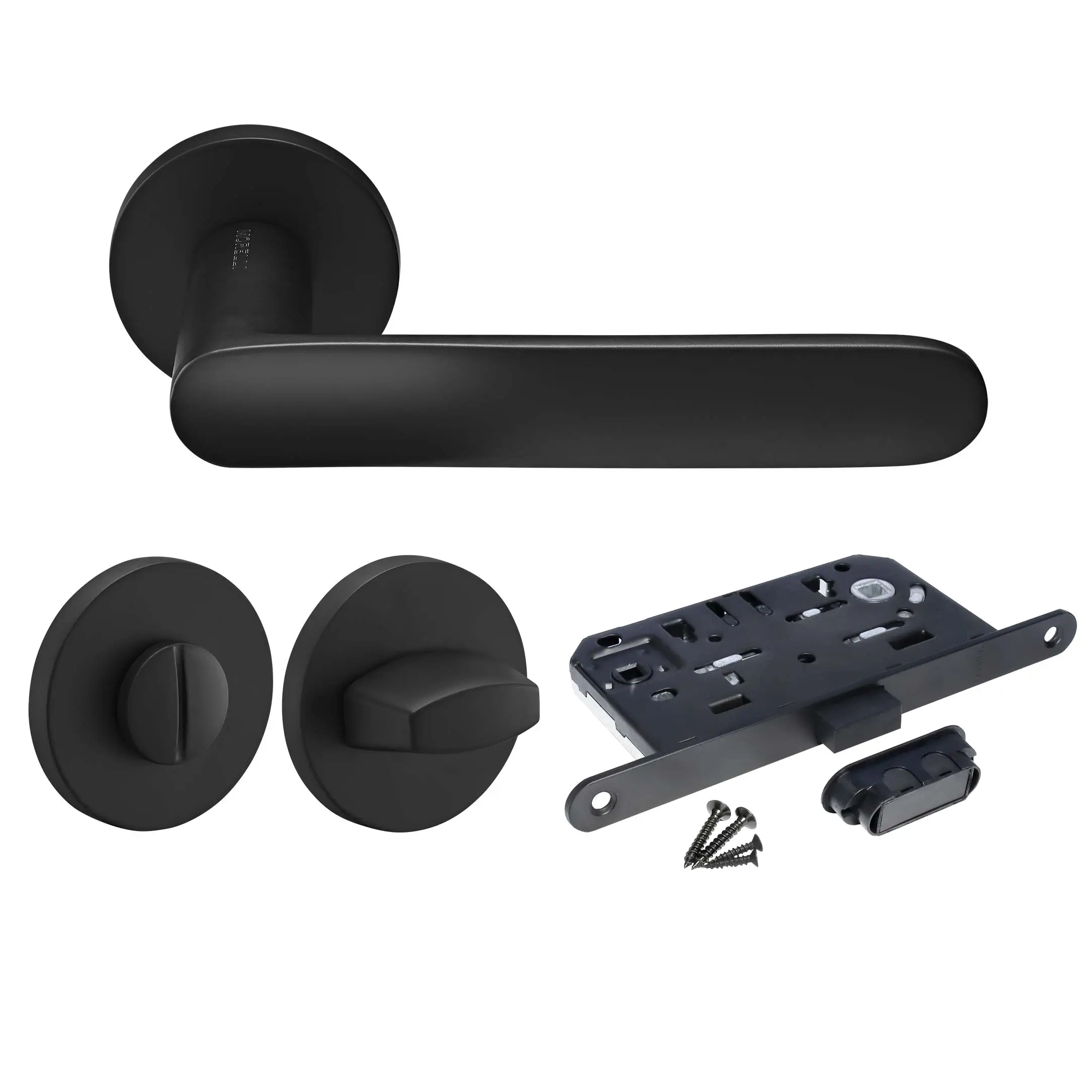 Kit Door handle MH-59-R6 BL + MH-WC-R6 BL + M1895 BL, WC latch, colour - black image buy World