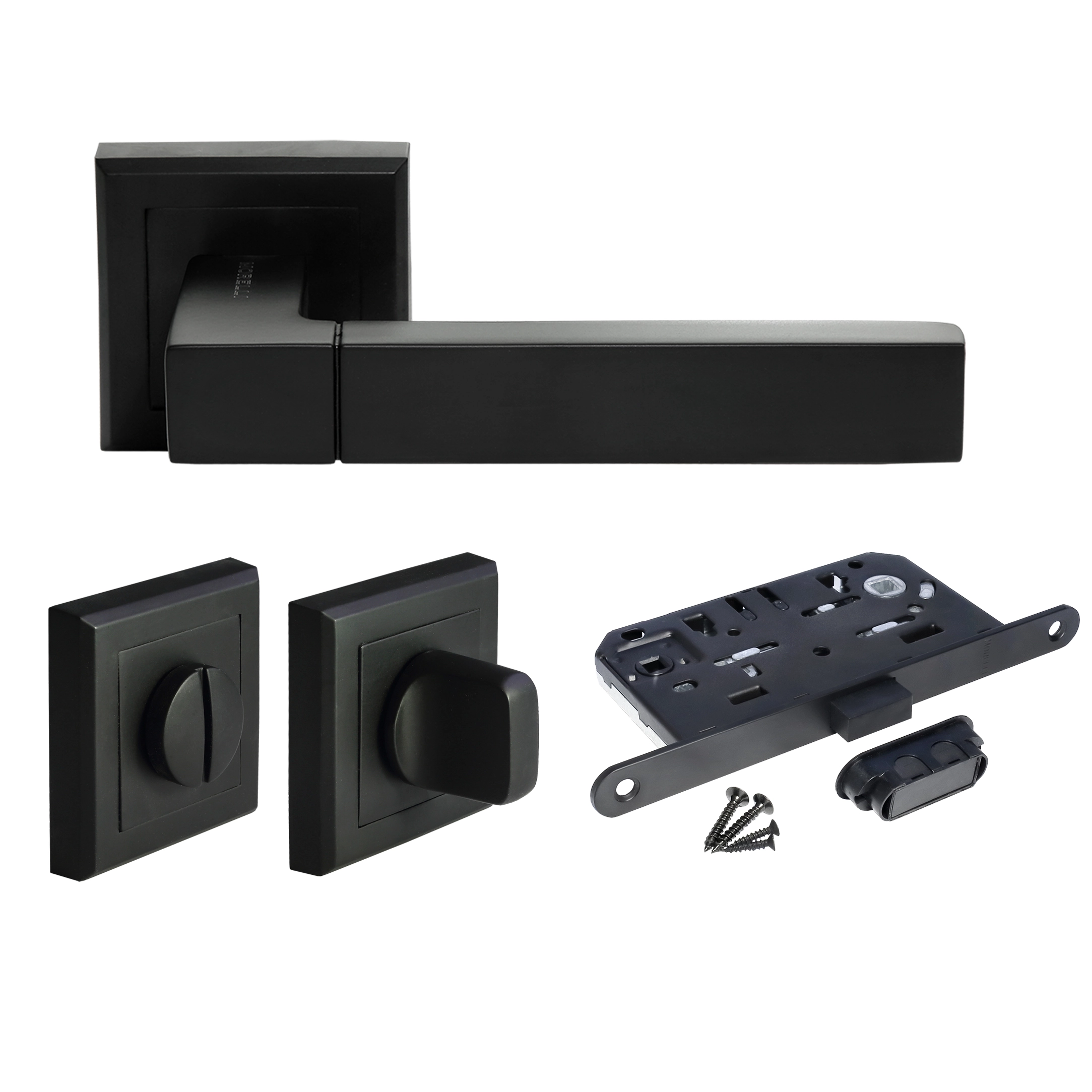 Kit Door handle MH-28 BL-S + MH-WC-S BL + M1895 BL, WC latch, colour - black image buy World