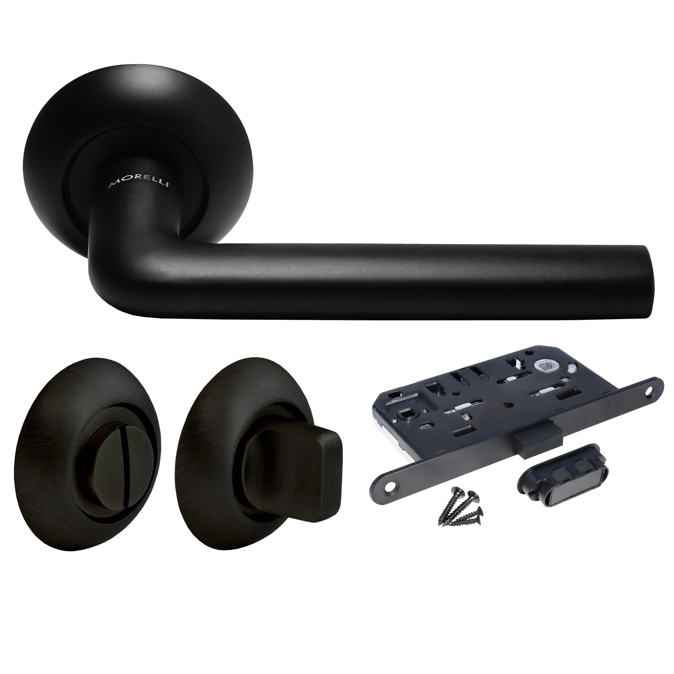 Kit Door handle MH-03 BL + MH-WC BL + M1895 BL, WC latch, colour - black image buy World