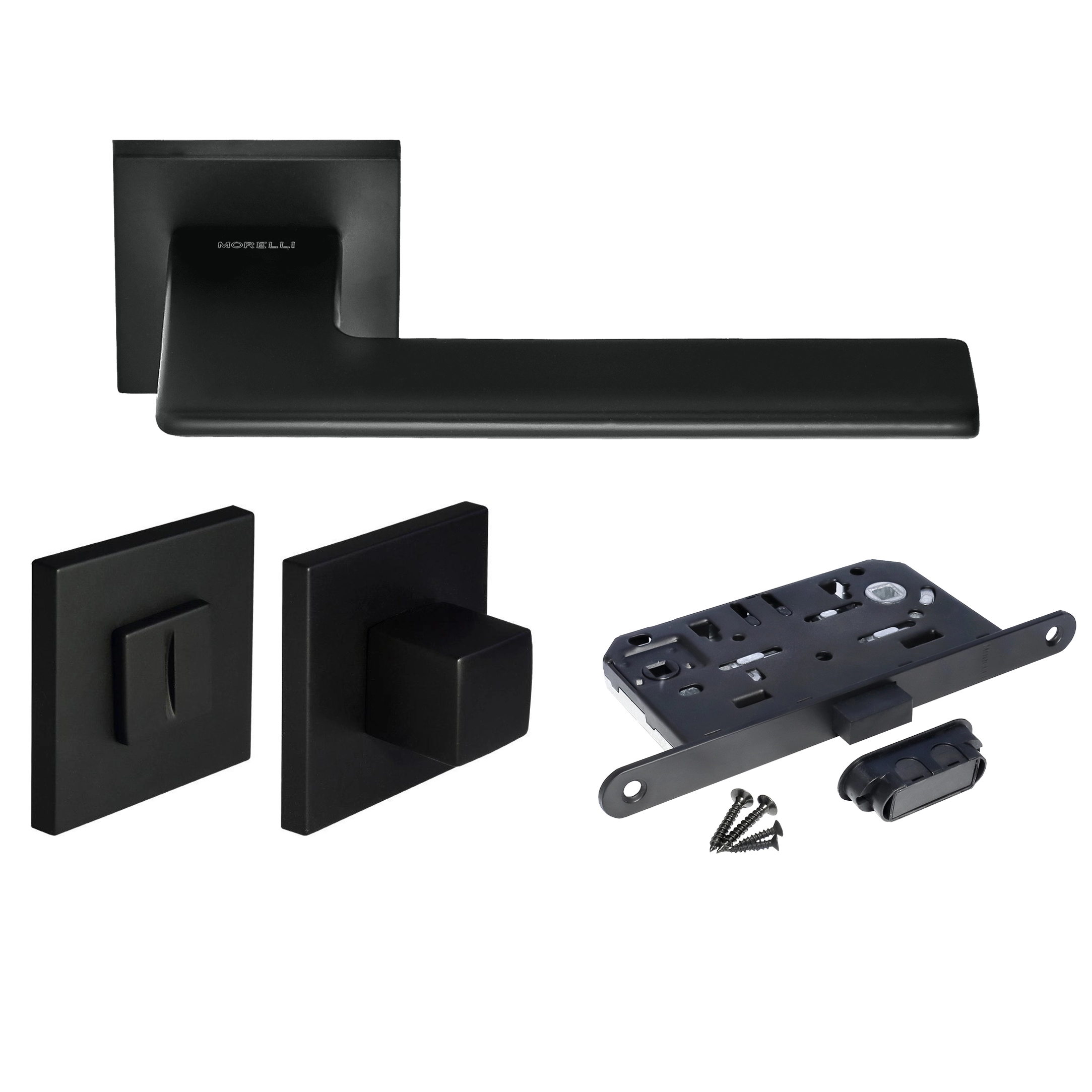 Kit Door handle MH-03 BL + MH-WC BL + M1895 BL, WC latch, colour - black image buy World