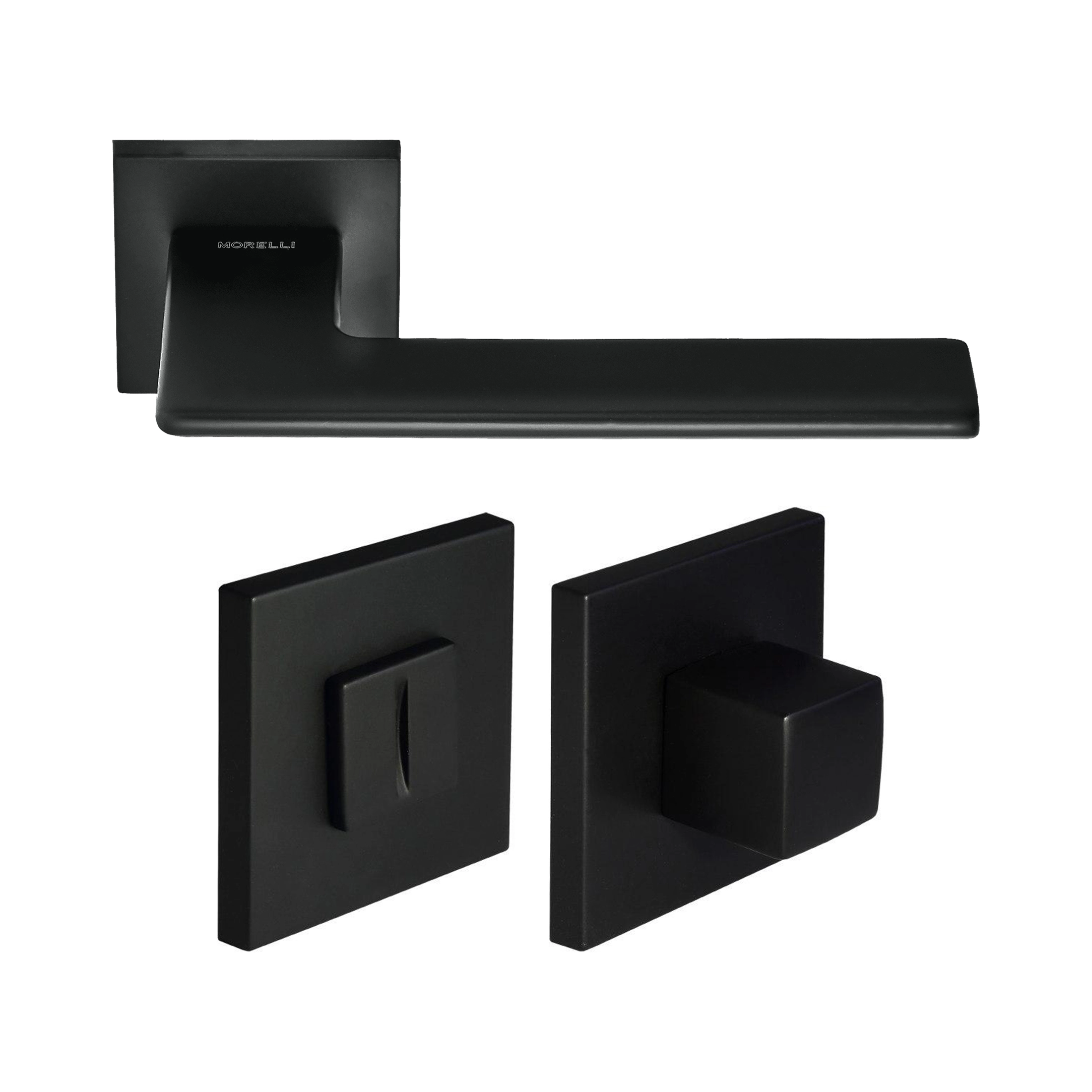 Kit Door handle MH-03 BL + MH-WC BL + M1895 BL, WC latch, colour - black image buy World