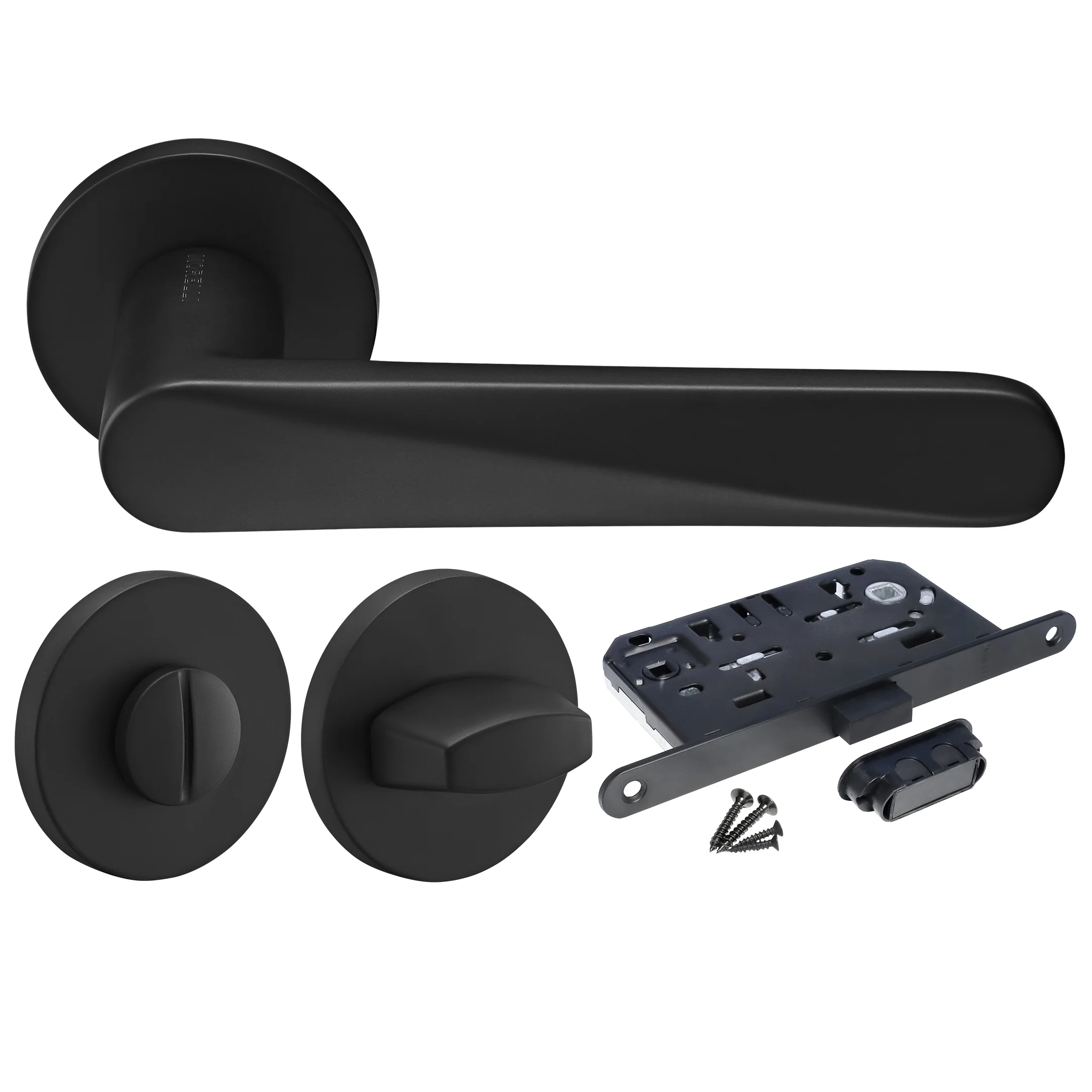 Kit Door handle MH-58-R6 BL + MH-WC-R6 BL + M1895 BL, WC latch, colour - black image buy World