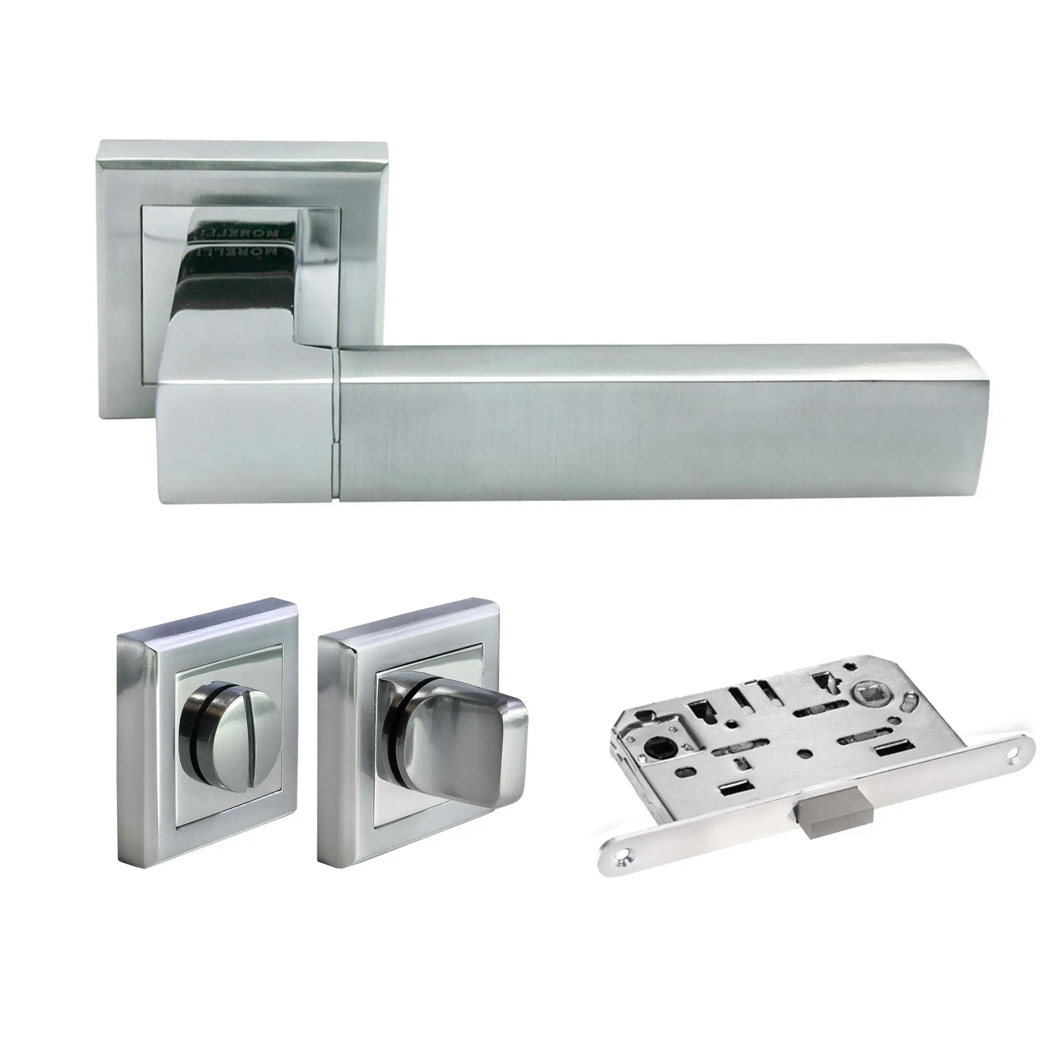 Kit Door handle MH-28 SC/CP-S + MH-WC-S SC/CP + M1895 SC, WC latch, colour - stain chrome image buy World