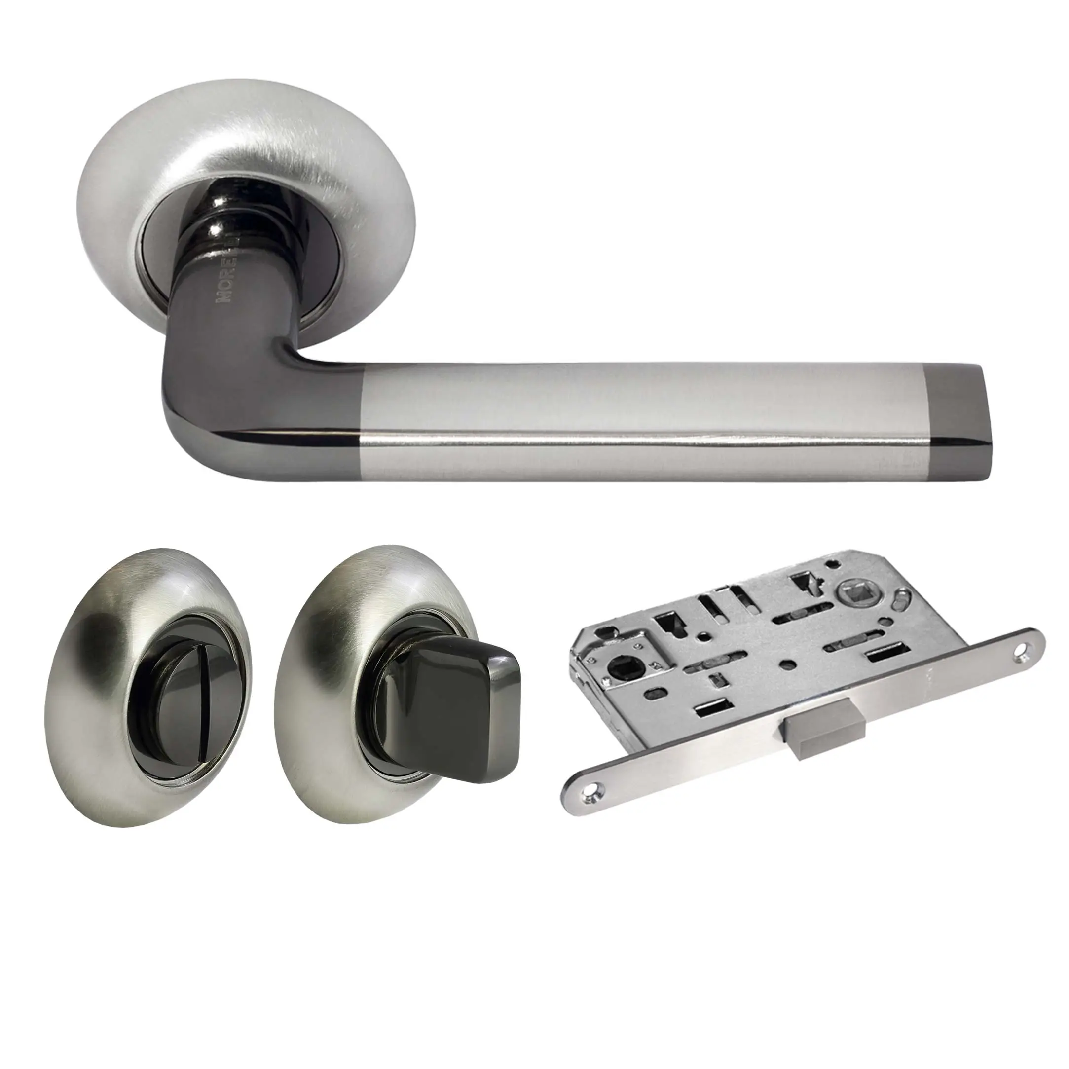 Kit Door handle MH-03 SN/BN + MH-WC SN/BN + M1895 SN, WC latch, colour - stain nickel image buy World