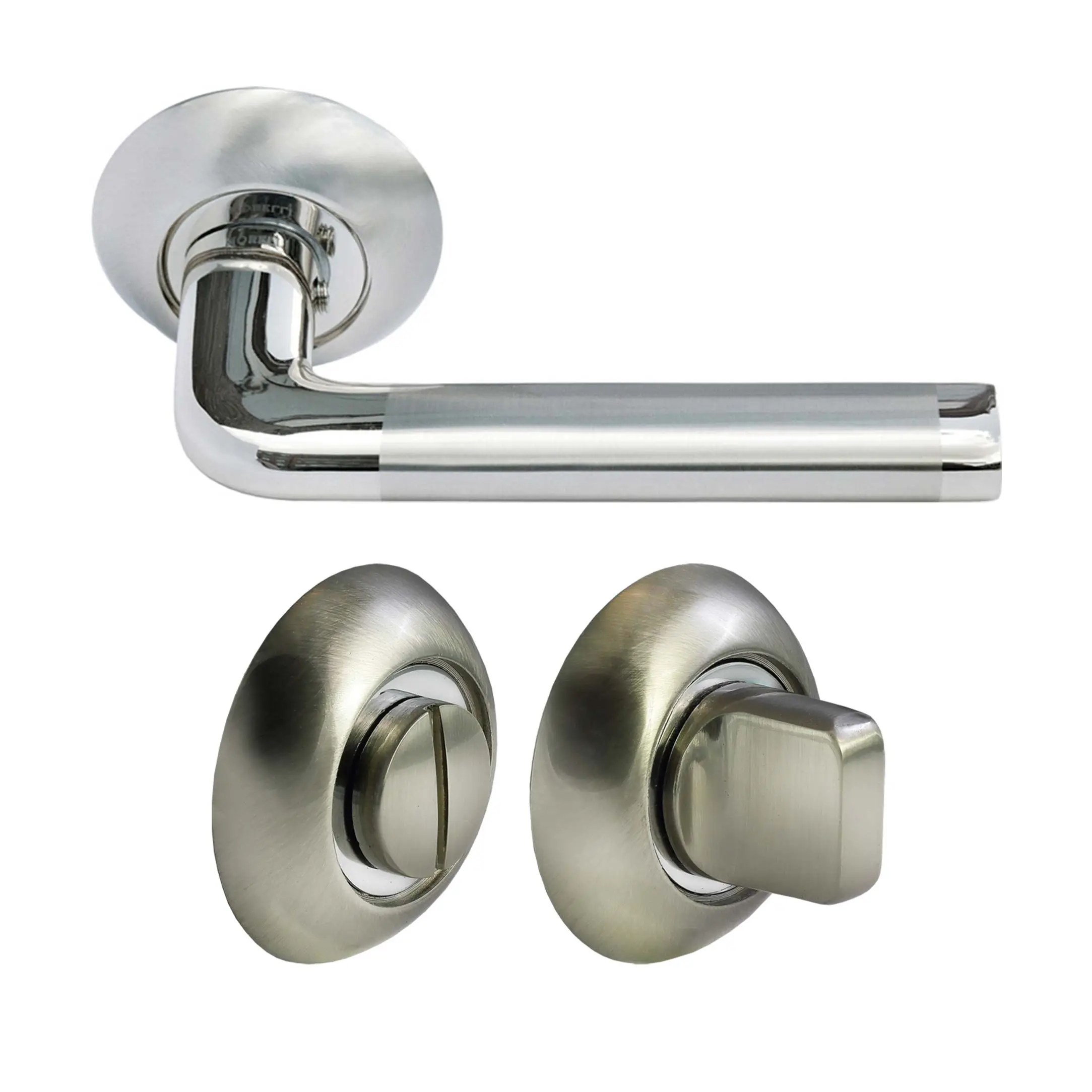 Kit Door handle MH-03 SN/CP + MH-WC SN/CP, colour - white nickel/chrome image buy World