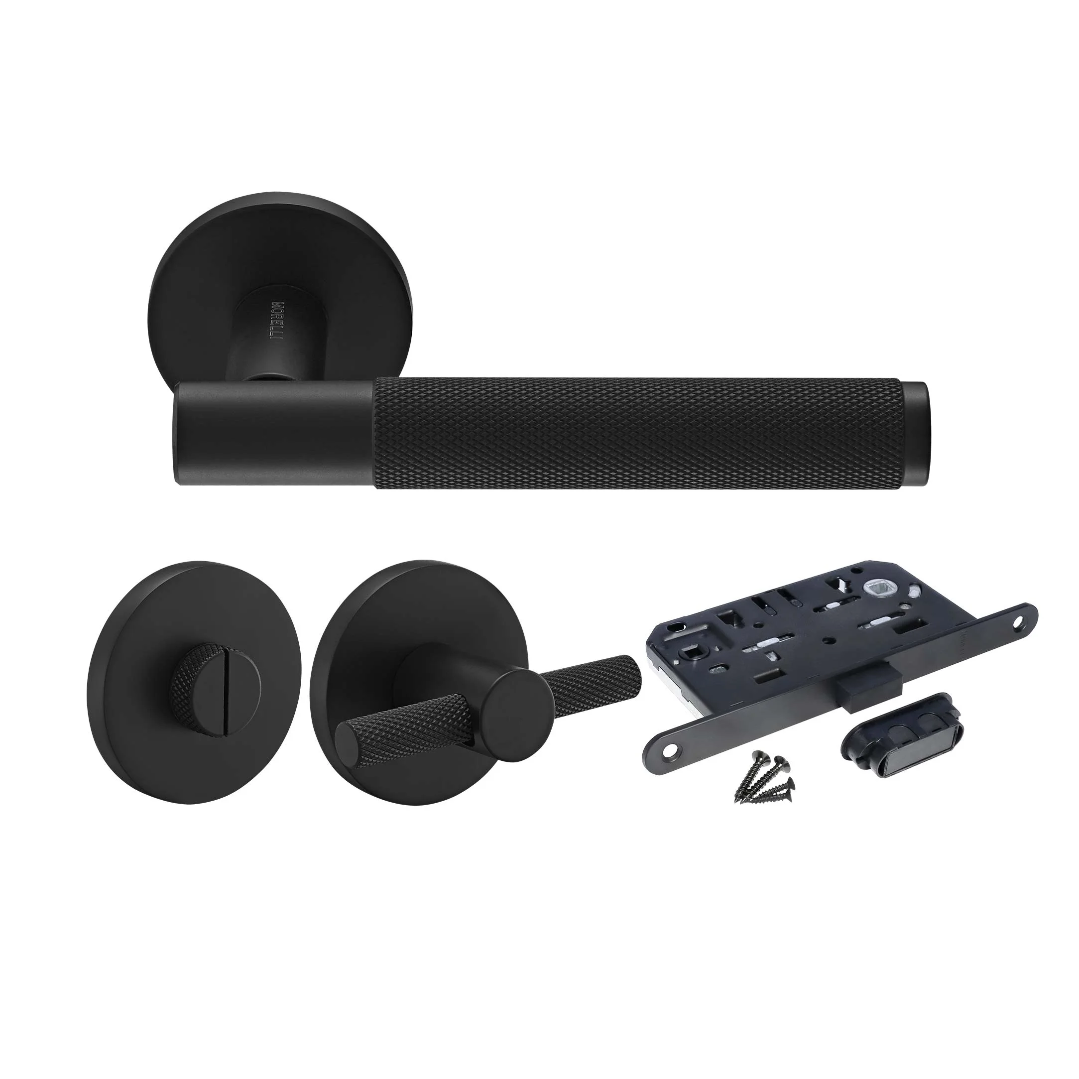 Kit Door handle MH-57-R6T BL + MH-WC-R6T BL + M1895 BL, WC latch, colour - black image buy World