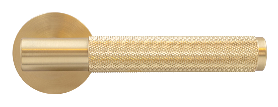 Door handle "AZRIELI" on a round socket of 6 mm, MH-57-R6T MSG, color - mat. satin gold image buy in World