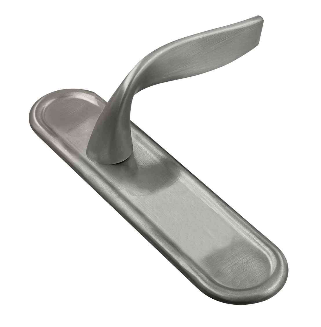 Door Handle, SKYSCRAPER PLR WF on backplate, Color Winter Frost image buy World