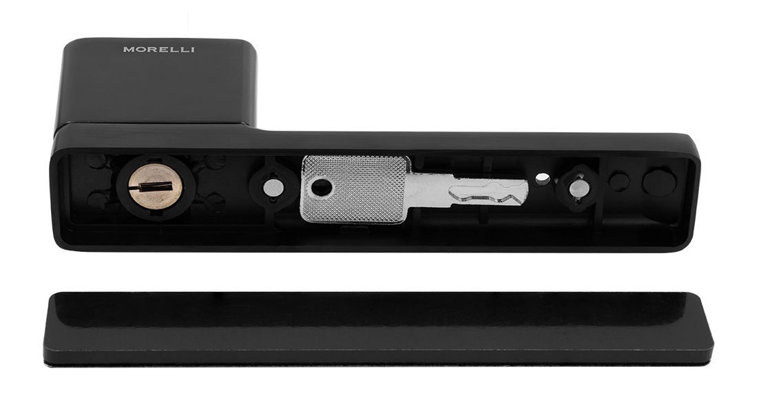 Door handle NEW ENGLAND MH-63-S50 BL on concealed oval socket with catch, color black, ZAM Light image furniture World
