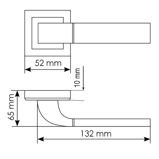 W, door handle MH-27 SC/CP-S, on square rosette, colour - satin chrome/chrome image furniture World