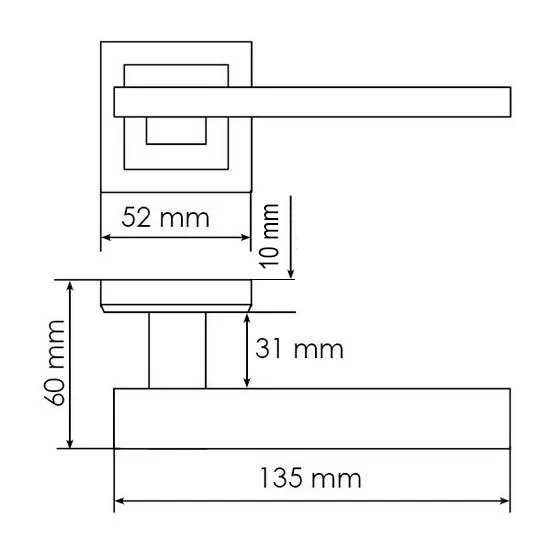 SHAPE, door handle MH-38 SN/BN-S, on square rosette, colour - white nickel/black nickel image buy in World