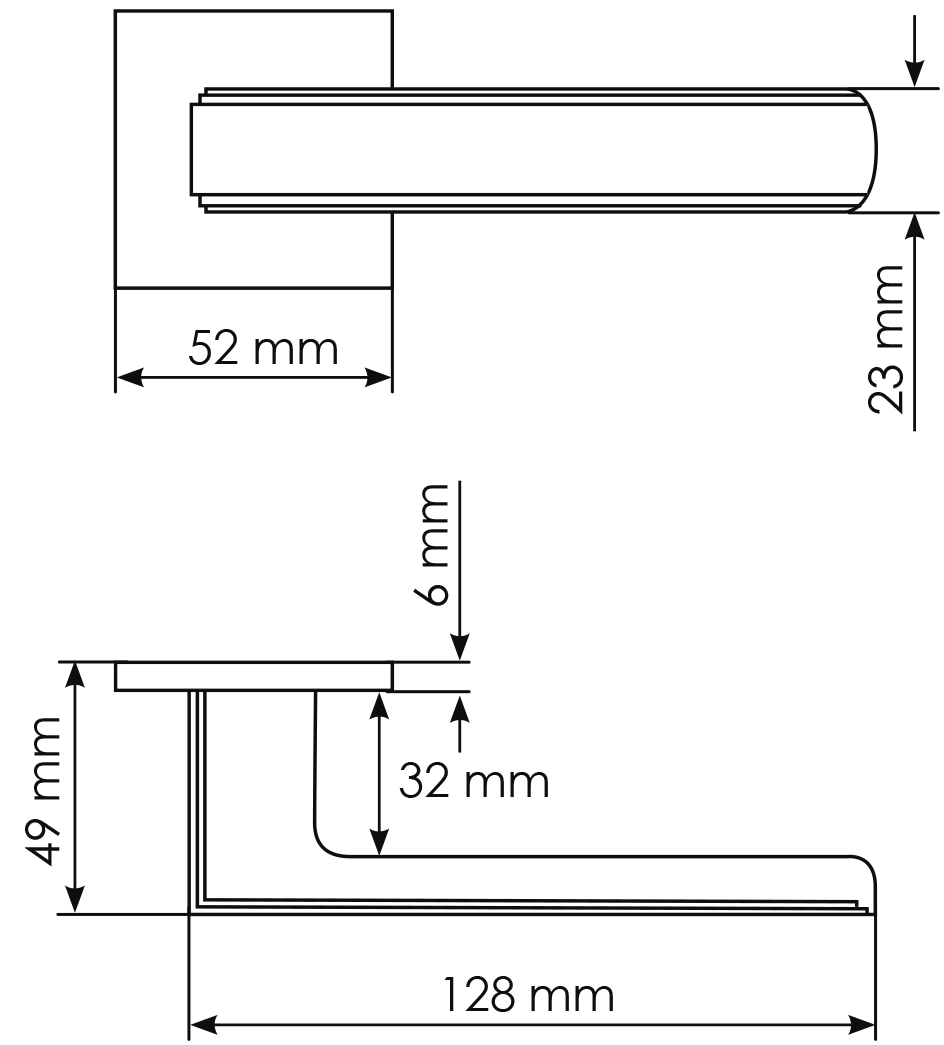 Door handle MH-64-S6 BL STEPS on a square rosette 6 mm, black color image furniture World