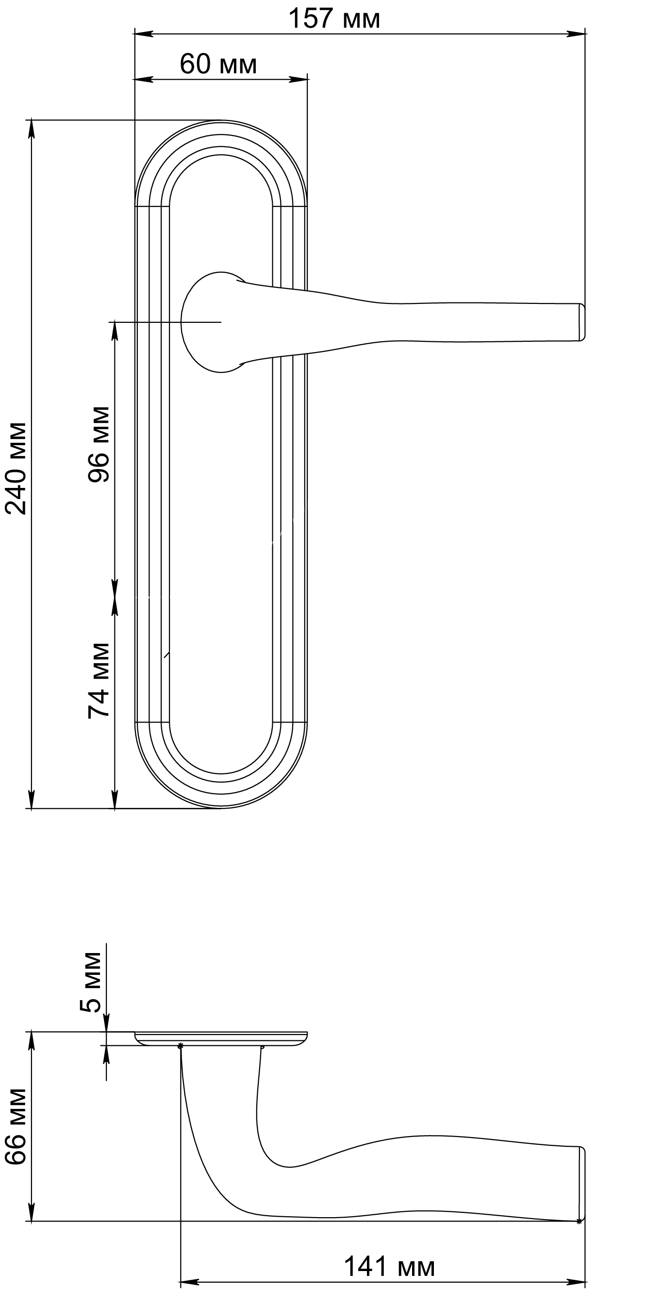 Door Handle, LVB PLR on backplate, Color Winter Frost image furniture World