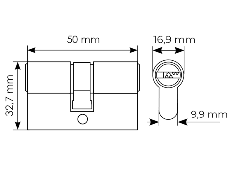 High security key cylinder HS 50C PC (50mm), color - chrome image furniture World