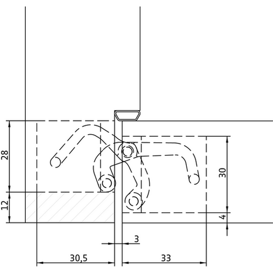 HH-3 SC, hidden hinge, colour - satin chrome image furniture World