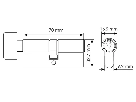 70CK SN, euro cylinder with WC knob (70 mm), colour - nickel satin image buy in World