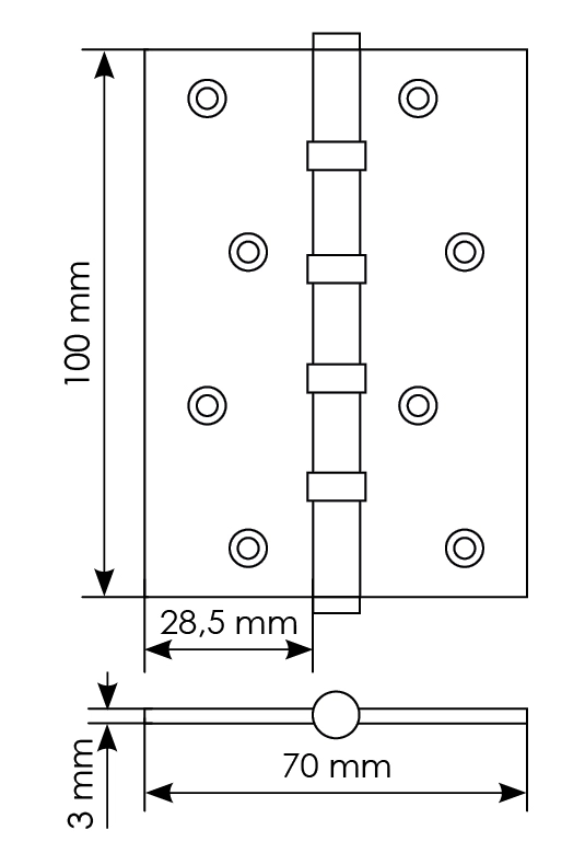 MBU 100X70X3-4BB SG, universal brass hinge, colour - satin gold image buy in World