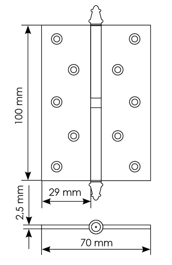 MS 100X70X2.5 L PG, steel hinge (left), - colour- gold image buy in World