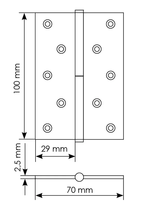 MSD 100X70X2.5 PG R, steel hinge (right), colour - gold image buy in World