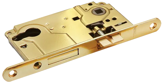 L1885 PG, euro cylinder lock with latch, colour - gold