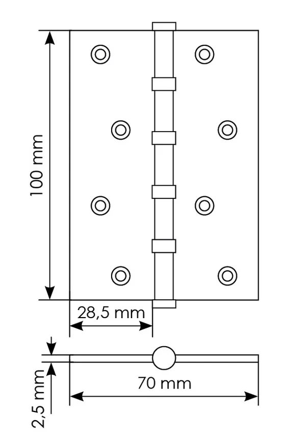 MS 100X70X2.5-4BB W, universal steel hinge ,white image buy in World