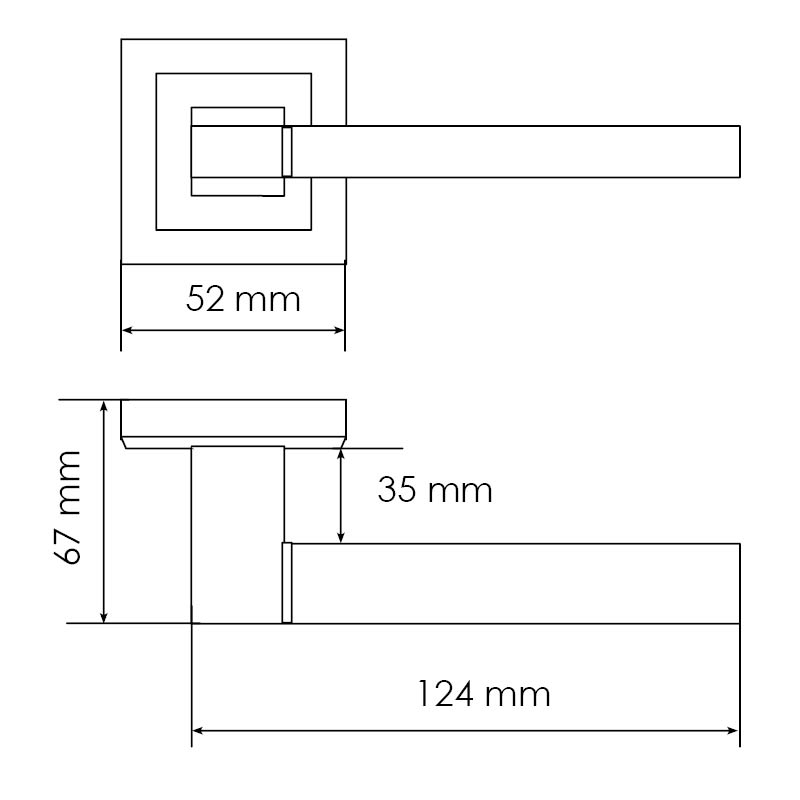 SULLA door handle on square rosette 6mm  MH-48-S6 SSC/W, colour - super satin chrome / white image buy in World