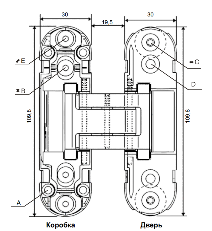 HH-24 B, hidden hinge, colour - black image buy in World