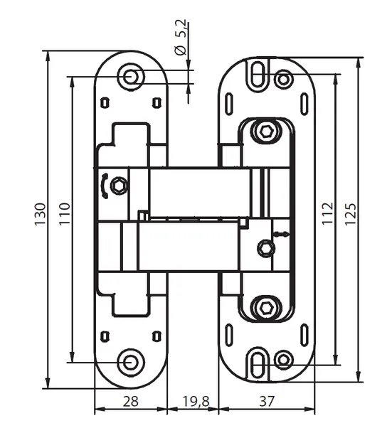 HH-5 SC, hidden hinge, colour - satin chrome image buy in World