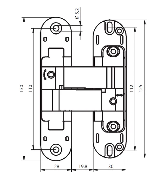 HH-3 SC, hidden hinge, colour - satin chrome image buy in World