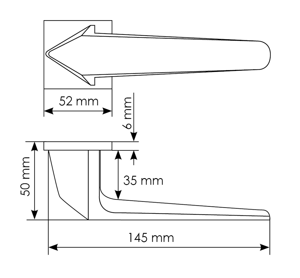 SOUK door handle on square rosette 6mm  MH-55-S6 BL, colour - black image furniture World