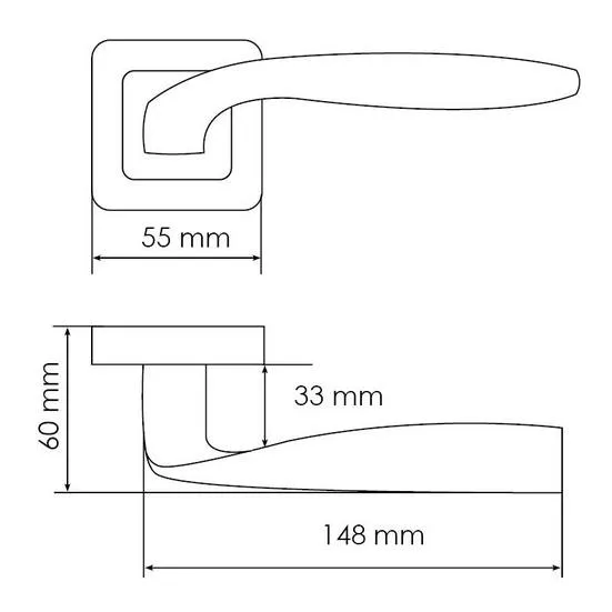 SHELL, door handle on square rosette MH-45 GR/CP-S55, colour - graphite/chrome image buy in World