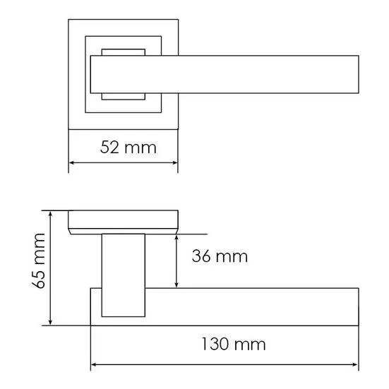 PIQUADRO, door handle MH-37 SN/BN-S, on square rosette, colour - white nickel/black nickel image furniture World